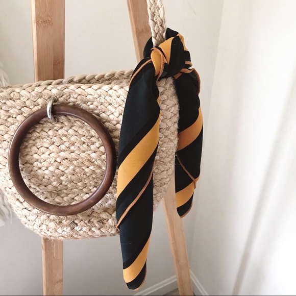 SALE Ava Silky Scarf Bandana in Forest Striped - Picture 4 of 5